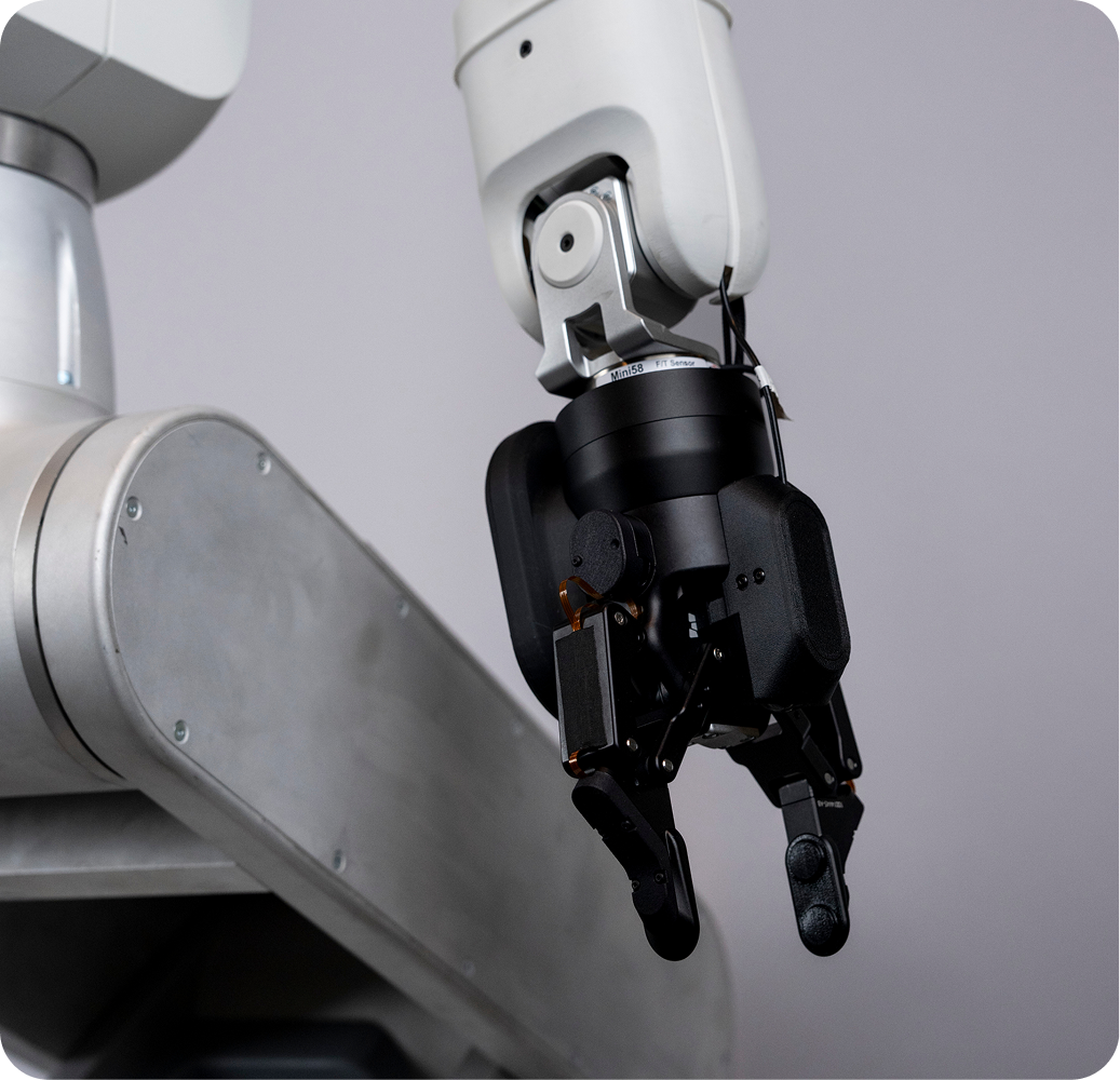Close-up of Alpha Wheeled end-effector gripper